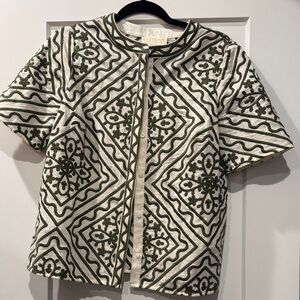 Sezane Green and White Button Down Shirt